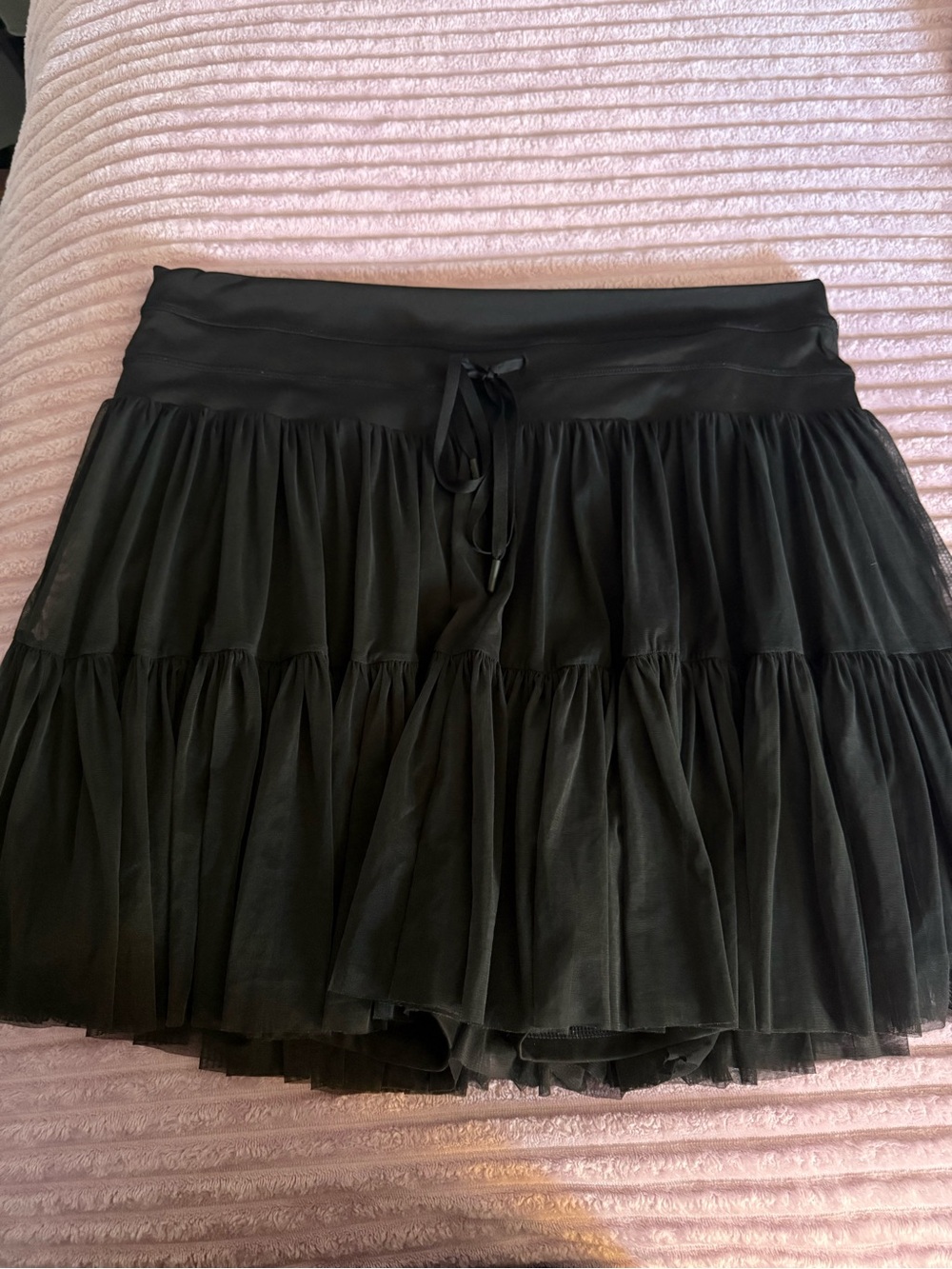 POPFLEX- Black Tiered Mini Skort with Drawstring Waist